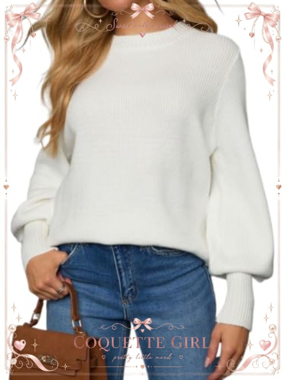 Womens Ribbed Knit Pullover Sweater Crew Neck Long Sleeve Oversized